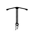 Silhouette Birth control IUD. Outline icon of copper intrauterine device with strings. Female contraceptive illustration. Flat