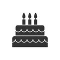 Silhouette birthday cake icon for logo, design and decoration of websites and applications Royalty Free Stock Photo