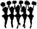 Silhouette of a cheer squad Royalty Free Stock Photo