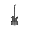 The silhouette of a black circle arranged in the shape of an electric guitar. Isolated on white background. black and white Royalty Free Stock Photo