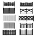 Silhouette Black Fence Icon Set. Vector Royalty Free Stock Photo