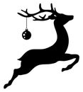 Black Flying Single Reindeer With Christmas Ball Stars Royalty Free Stock Photo