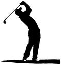 Silhouette of a golfer swinging a golf club