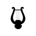 Silhouette black image ancient lyre musical instrument