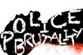 Silhouette of a black man lying down. Police brutality written on his body.