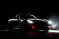 Silhouette of black sports car with one led headlight, sports Royalty Free Stock Photo