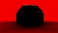 Silhouette of black sports car on red