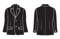 silhouette black vector illustration of a blazer, shown from both front and back views Royalty Free Stock Photo