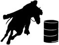 Silhouette of woman and horse barrel racing Royalty Free Stock Photo