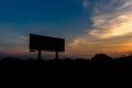 Silhouette Blank billboard with sky at sunset Royalty Free Stock Photo