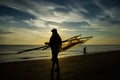 Silhouette of bleary fisherman Royalty Free Stock Photo