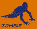 Silhouette of a blue crawling zombie with their legs torn off. Vector illustration.