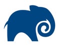 Silhouette Of A Blue Elephant With A Twisted Trunk