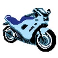 Silhouette of a blue sport bike drawn by squares, pixels. Vehicle. Vector illustration Royalty Free Stock Photo