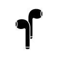 Silhouette bluetooth earphones icon. Outline logo. Black simple illustration of wire less accessory for smartphone, mobile devices