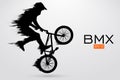 Silhouette of a BMX rider. Vector illustration Royalty Free Stock Photo