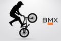 Silhouette of a BMX rider. Vector illustration Royalty Free Stock Photo