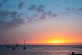 Couple watching the sunset at beach Royalty Free Stock Photo