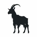 Silhouette Of A Bold And Angular Goat In Dark Black And Light Black