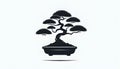 A silhouette of a bonsai tree is depicted in a rectangular pot. T Royalty Free Stock Photo