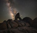 Silhouette of Boot Arch Rock under the night sky Royalty Free Stock Photo