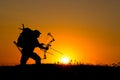 Silhouette of a bow hunter Royalty Free Stock Photo