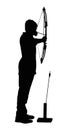 Silhouette of Boy Archer with Bow and Arrow Royalty Free Stock Photo