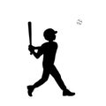 Silhouette boy baseball player swinging the bat. Symbol sport. Royalty Free Stock Photo