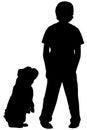 Silhouette Of Boy And Dog