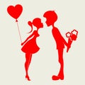 Silhouette of a boy and girl