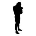 Silhouette boy hugs pillow arm child holds cushion hugging hands preschool hug cute brother standing son stand children happy kid