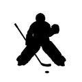 Silhouette boy ice hockey player Goaltender. Symbol sport Royalty Free Stock Photo