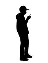 Silhouette boy looking at the phone Royalty Free Stock Photo