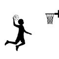 Silhouette boy playing basketball sport.