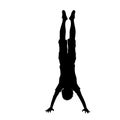 Silhouette boy pose Handstand sport Royalty Free Stock Photo