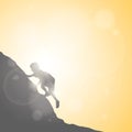 silhouette of boy rock climbing. Vector illustration decorative design Royalty Free Stock Photo