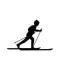 Silhouette boy Skier young athlete. Skiing winter sports Royalty Free Stock Photo
