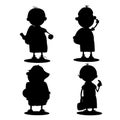 Silhouette of boys school children, on white background. Royalty Free Stock Photo