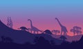 Silhouette of Brachiosaurus and Ankylosaurus Royalty Free Stock Photo