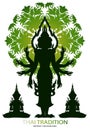 Silhouette Brahma rama and thai tradition Royalty Free Stock Photo
