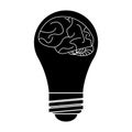 Silhouette brain idea bulb concept