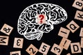silhouette brain, intelligence quotient on wooden background, symbol education, quantitative science indicator expressing success Royalty Free Stock Photo