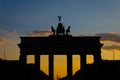 Silhouette of the Brandenburg gate Brandenburger Tor with suns Royalty Free Stock Photo