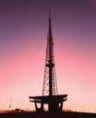 Silhouette of Brasilia tv tower at sunset