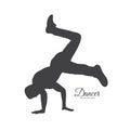 Silhouette of break dance. Young man dancing of Hip Hop on white background Royalty Free Stock Photo