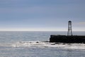 Silhouette of breakwater, Oamaru Harbor, Oamaru Royalty Free Stock Photo