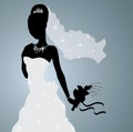 Silhouette of a bride. Royalty Free Stock Photo