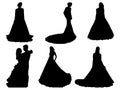 Set of Bride silhouette vector art