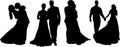 Set of Bride and Groom silhouette vector art