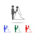 silhouette of the bride and groom icons. Elements of wedding in multi colored icons. Premium quality graphic design icon. Simple i Royalty Free Stock Photo